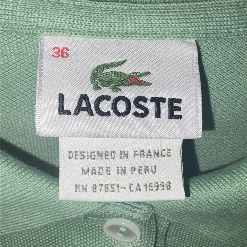Lacoste Cotton Pique Stretch Polo Long Sleeve Dress EU Size 36/XS Light Green - Picture 6 of 9